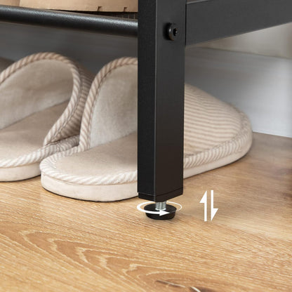 Schuhregal, 8 Ebenen, Schuhschrank, 7 verstellbares netzablage, für 24-32 Paar, Schuhregal Schmal Hoch, Braun-schwarz, HOOBRO, 5