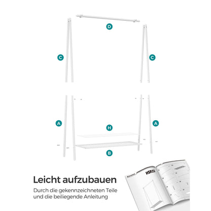 Kleiderständer, Garderobenständer, Kleiderständer Stabil, Kleiderständer Metall, mit Ablage, Weiß, SONGMICS, 6