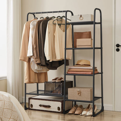 Kleiderständer, Garderobenständer, mit 5 Ablagen, Offener Schrank, kleiderständer stabil, Schwarz, SONGMICS, 2