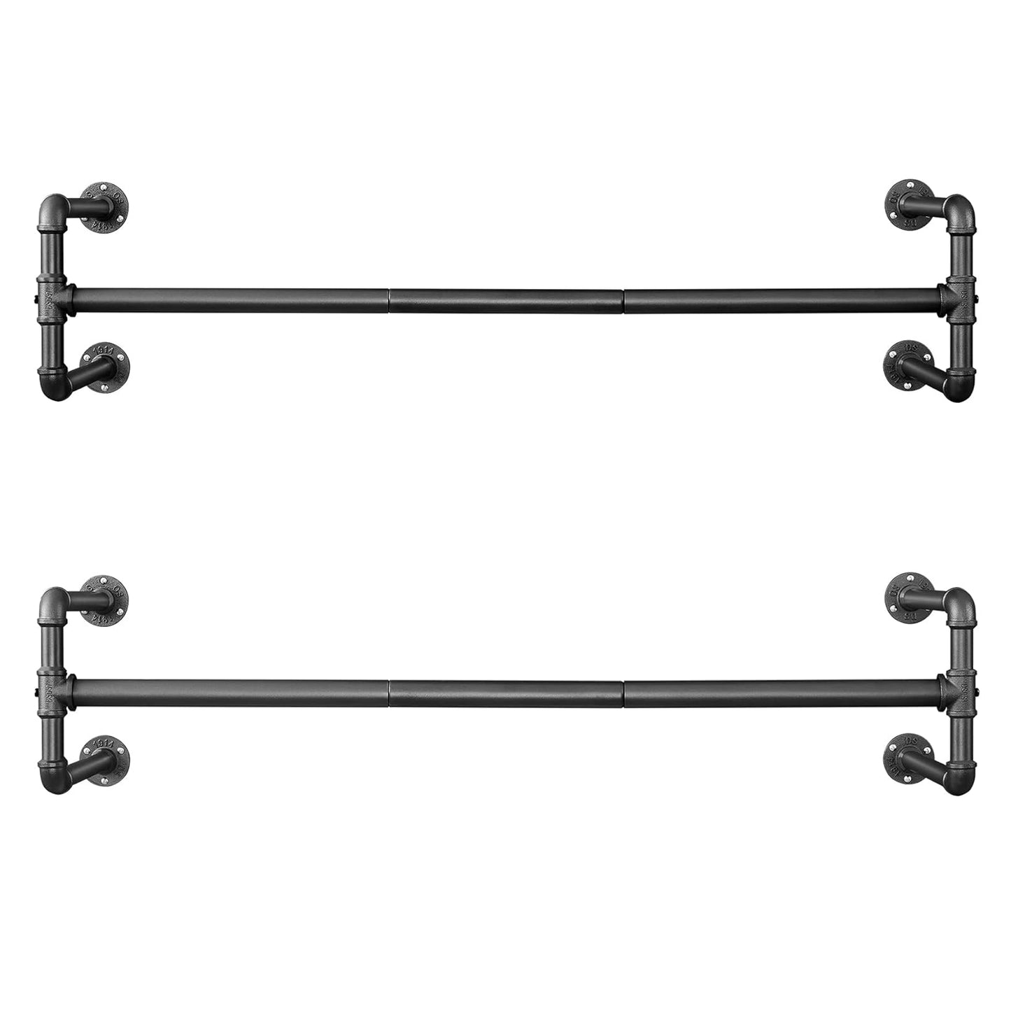 Kleiderstange Wand, 2er Set, Kleiderstange, 30x112x29,3cm, bis 60 kg belastbar, Schwarz, SONGMICS, 1