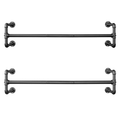 Kleiderstange Wand, 2er Set, Kleiderstange, 30x112x29,3cm, bis 60 kg belastbar, Schwarz, SONGMICS, 1
