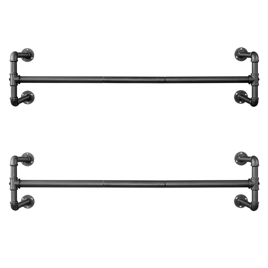 Kleiderstange Wand, 2er Set, Kleiderstange, 30x112x29,3cm, bis 60 kg belastbar, Schwarz, SONGMICS, 1