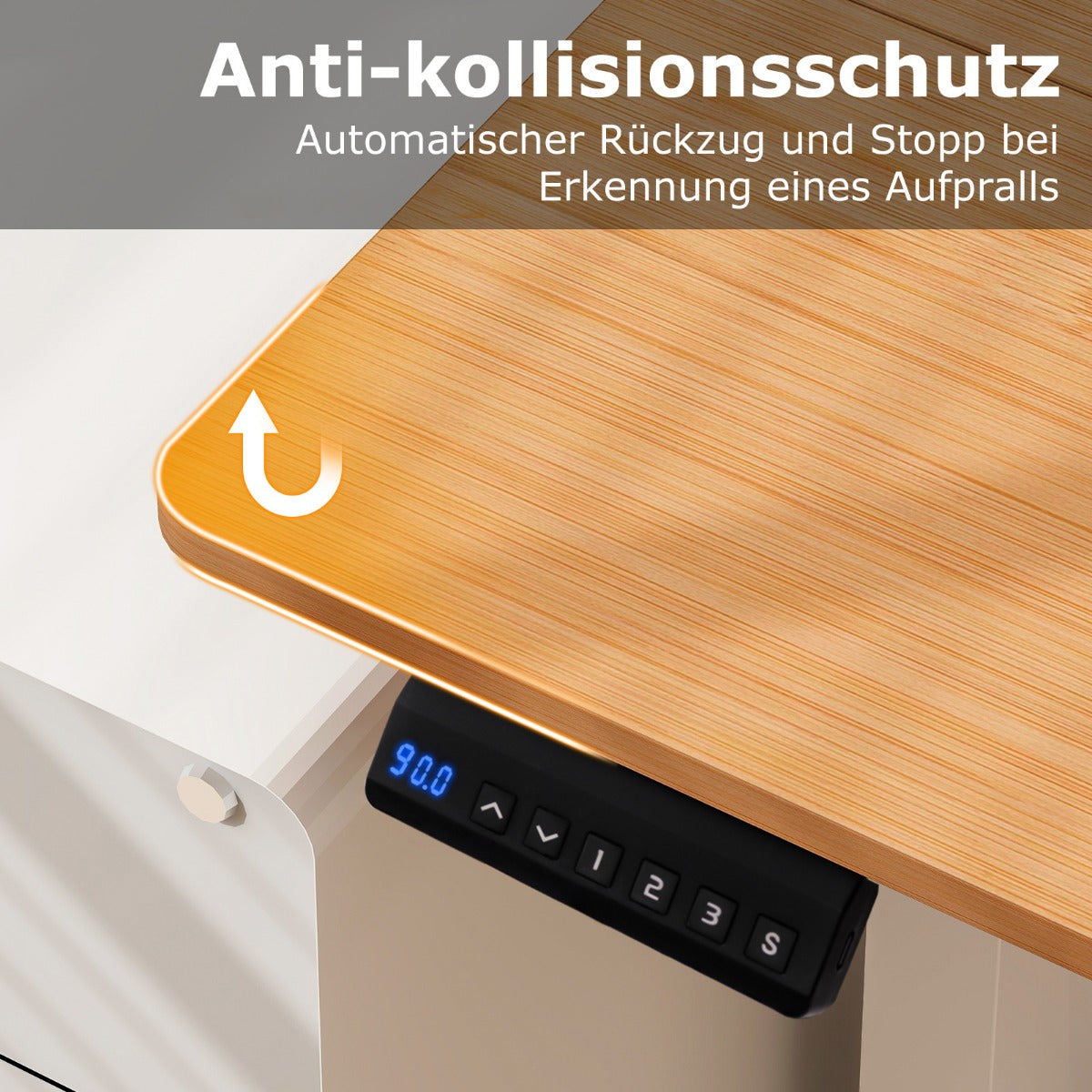 Höhenverstellbarer Schreibtisch, Höhenverstellbarer Schreibtisch Elektrisch, Rustikales Natur + Weiß, Costway, 5