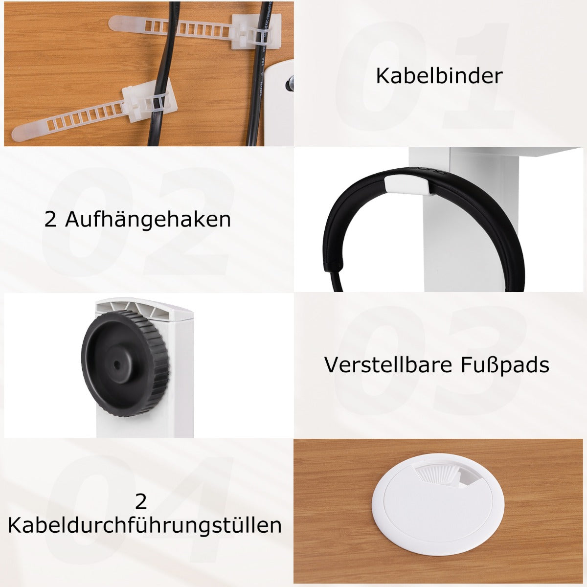 Höhenverstellbarer Schreibtisch, Höhenverstellbarer Schreibtisch Elektrisch, Rustikales Natur + Weiß, Costway, 6