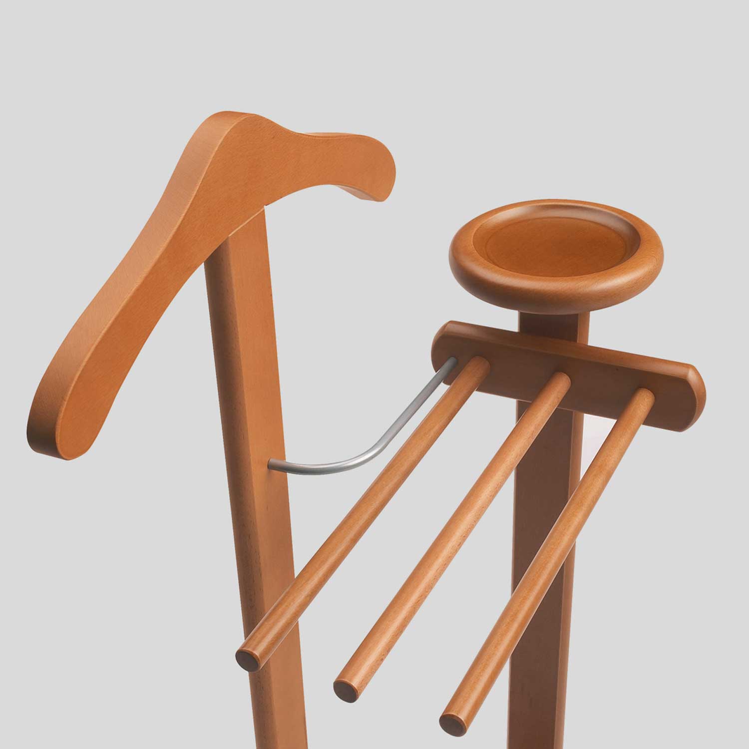 Herrendiener, Stummer Diener Holz, Schlafzimmerdiener ANTIMO, Kleiderbügel, 3 Hosenhalter und Ablagefläche, ARIT, 4