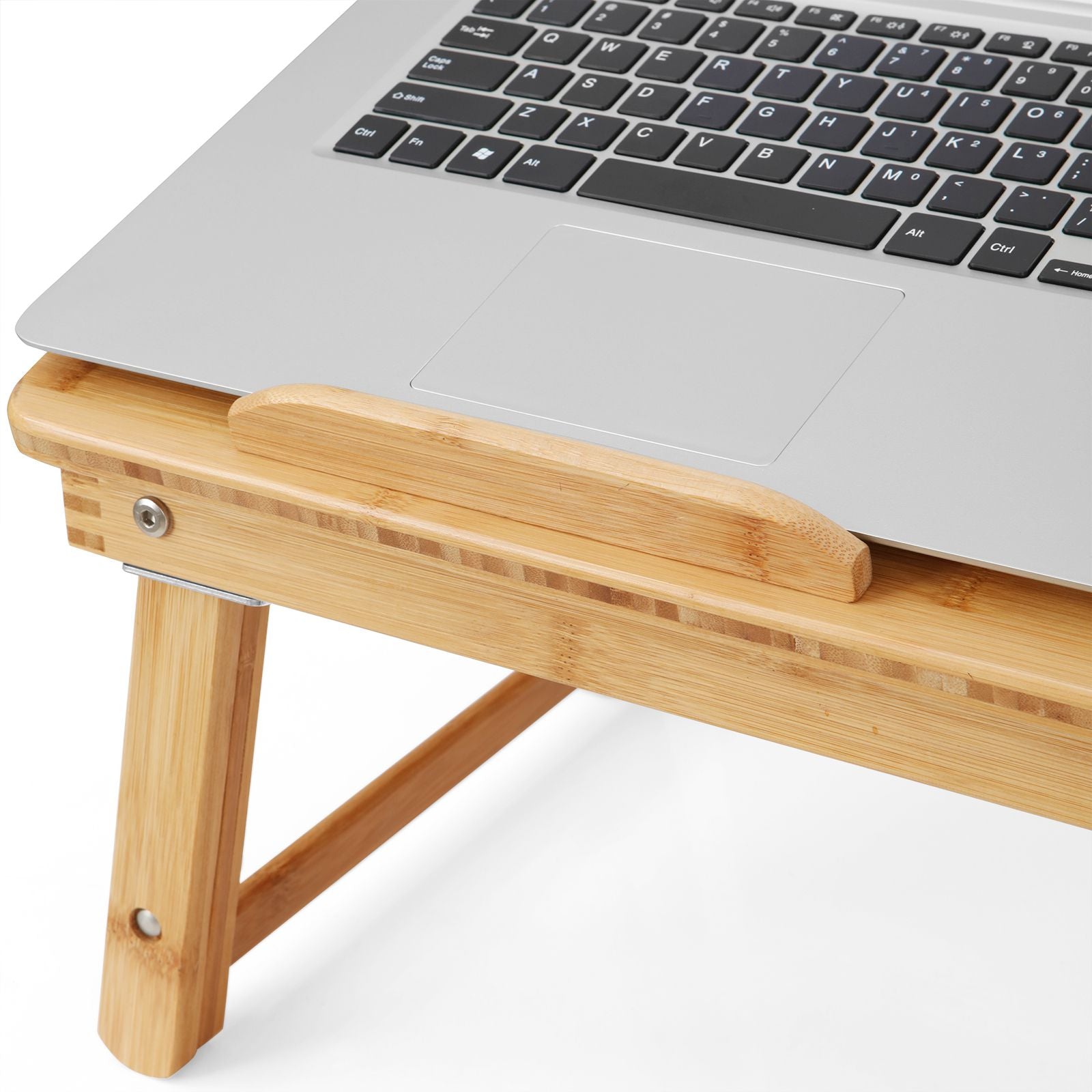 Laptoptisch, Betttisch, aus Bambus, Laptopständer, Sofatisch, Frühstückstablett, klappbar, 5 Neigungswinkel, Natur, Songmics, 5