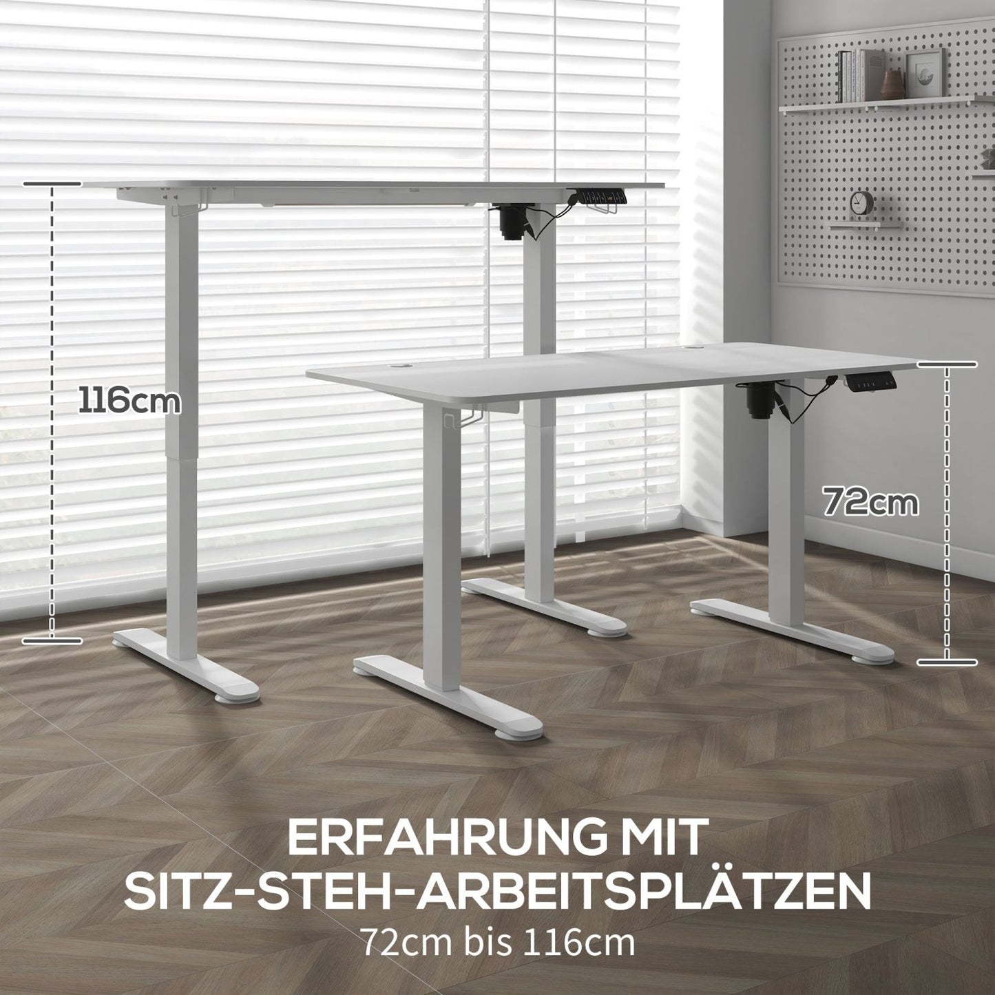 Höhenverstellbarer Schreibtisch Elektrisch, Bürotisch, 140x70 cm, Computertisch, mit 4 Memory-Voreinstellungen, Weiß, Vinsetto, 3