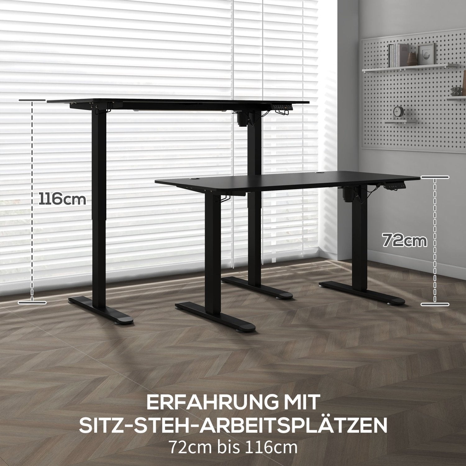 Höhenverstellbarer Schreibtisch Elektrisch, 140x70 cm, Bürotisch, mit 4 Memory-Voreinstellungen,Schwarz, Vinsetto, 3