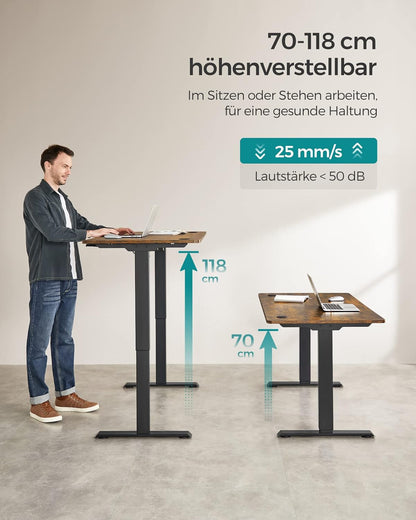 Höhenverstellbarer Schreibtisch elektrisch, Tischgestell, Schreibtischständer, mit Tischplatte, stufenlos verstellbar, SONGMICS, 5