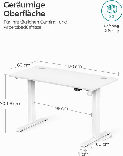 Höhenverstellbarer Schreibtisch Elektrisch, Tisch Höhenverstellbar, Laptoptisch Höhenverstellbar, SONGMICS, 7