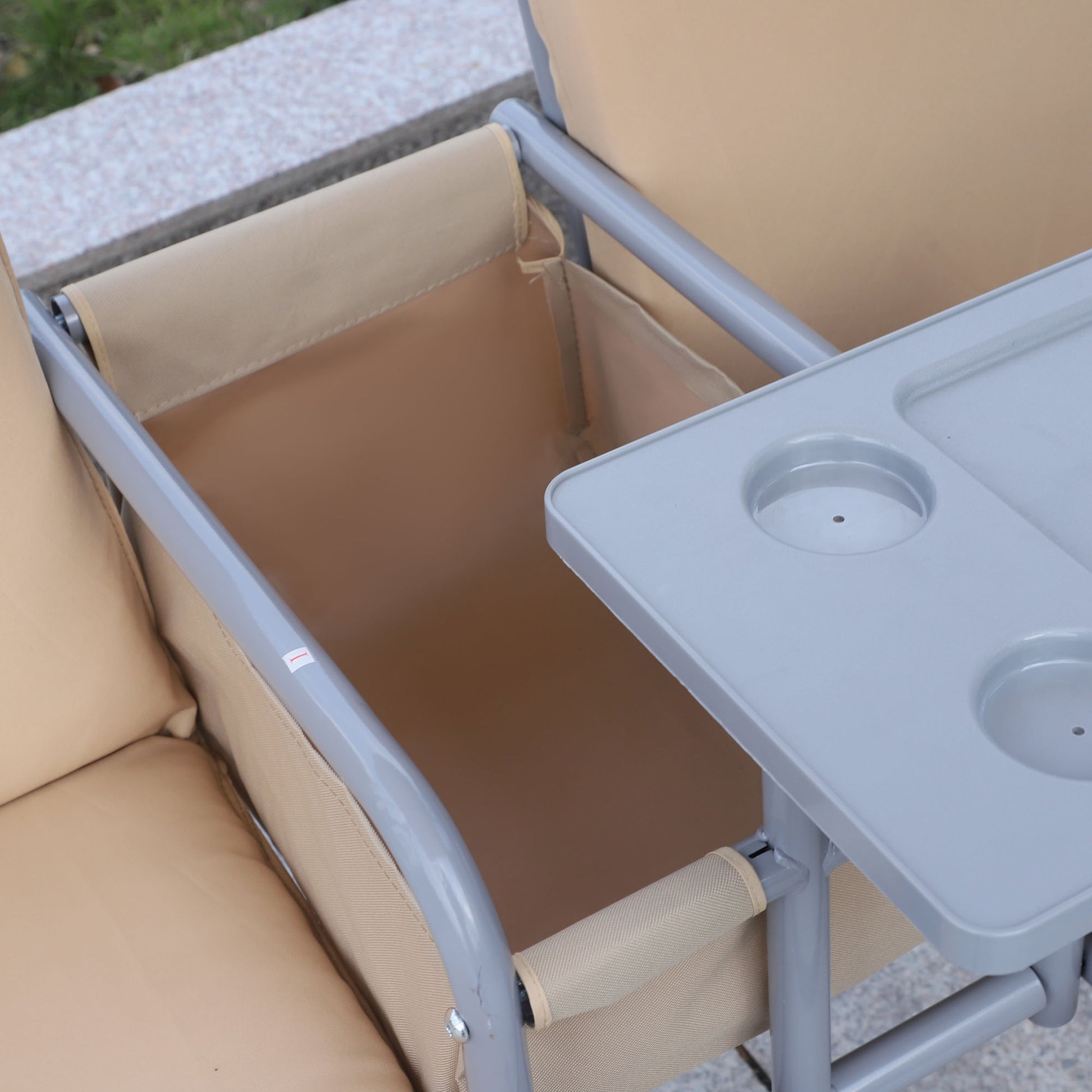 Hollywoodschaukel, 2-Sitzer, Gartenschaukel, Schaukel mit Sonnendach Beige 175 x 112 x 165 cm, Outsunny, 5