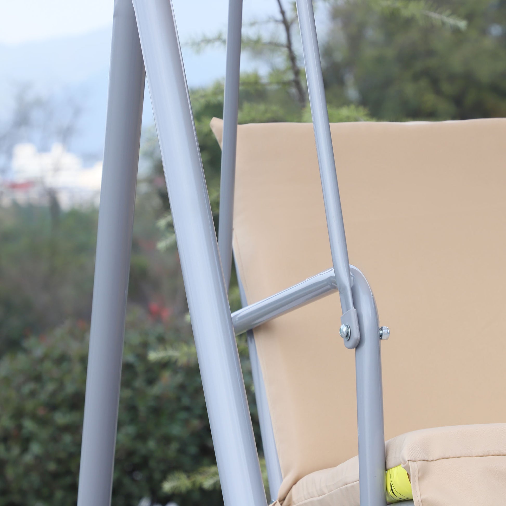 Hollywoodschaukel, 2-Sitzer, Gartenschaukel, Schaukel mit Sonnendach Beige 175 x 112 x 165 cm, Outsunny, 6