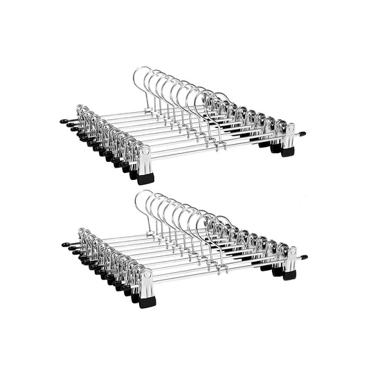 Hosenbügel, 20er Set, Kleiderbügel, mit Klammern, 31cm, Rutschfest, Rockbügel, Silber-Schwarz, SONGMICS, 1