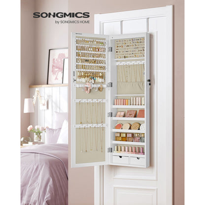 Schmuckschrank, Schmuckschrank mit Spiegel, Schmuckschrank hängend, Wandspiegel groß, abschließbar, SONGMICS, 9