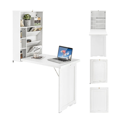 Klappbarer Schreibtisch, Klapptisch, Wandmontierbarer Schreibtisch,  Schreib Tisch, Laptoptisch, Costway, 6