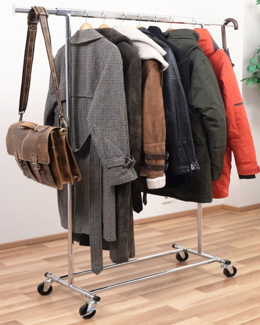 Kleiderständer, Kleiderständer Stabil Schwerlast, bis 90kg, 1 Min Montage, Rollgarderobe, Verstellbar, Tatkraft Danko
