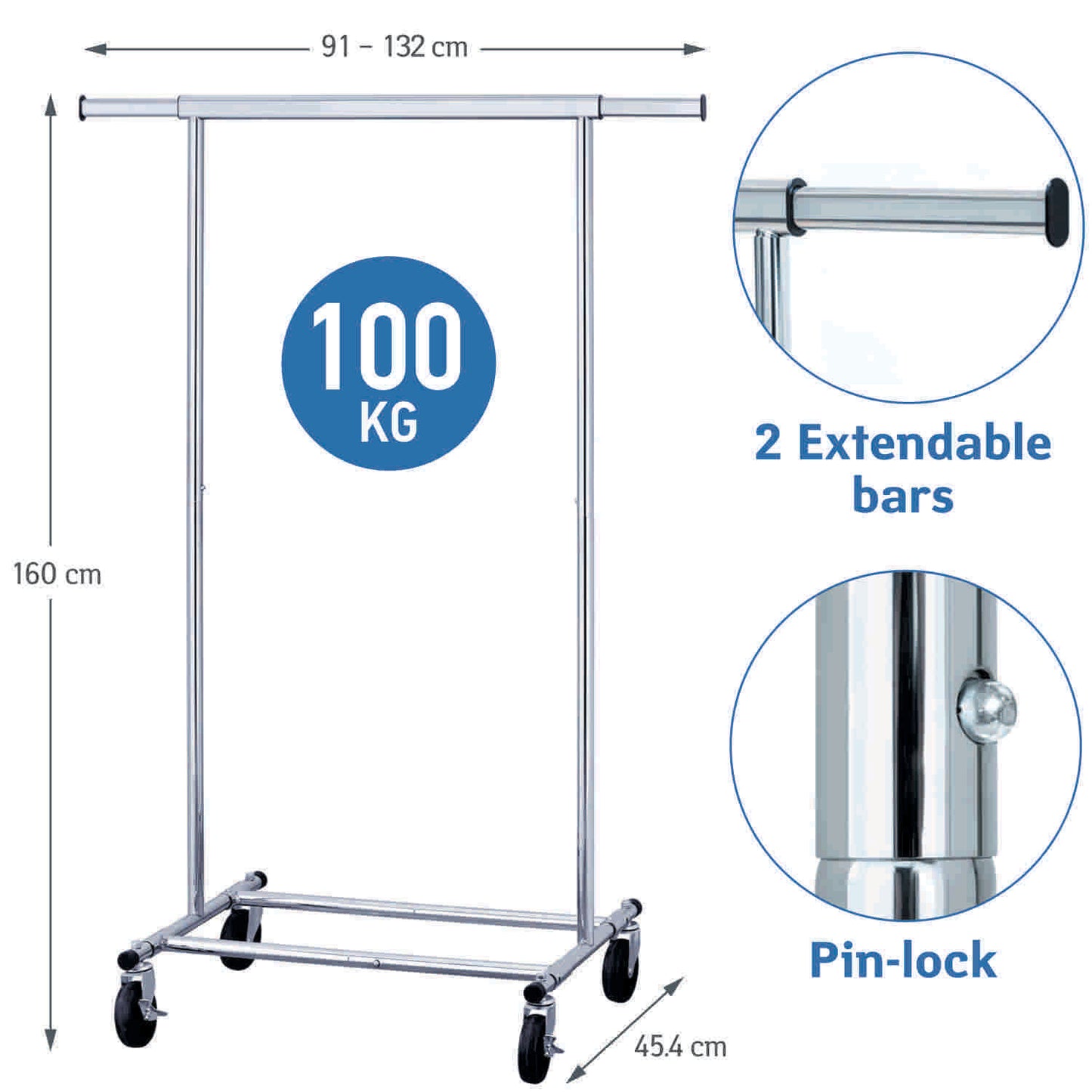 Kleiderständer, Garderobenständer, Kleiderständer-Stabil, Rollgarderobe, Schwerlast-Kleiderständer, Tatkraft Darren, s
