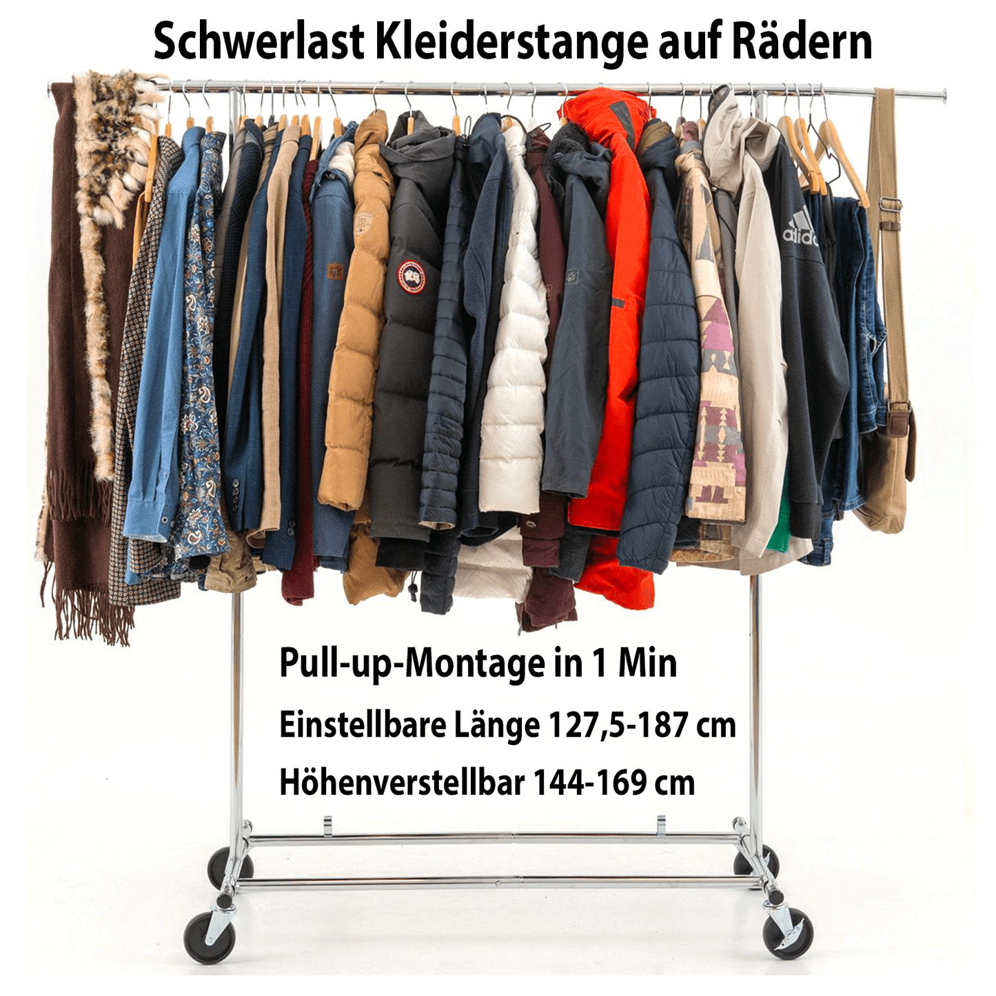 Kleiderständer, Kleiderständer Stabil, Kleiderständer auf Rollen, Schwerlast Kleiderständer, Profi, Tatkraft Drogo, 14