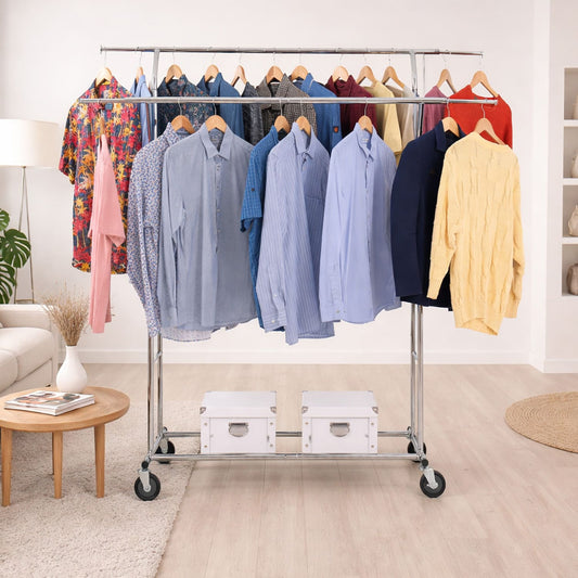 Kleiderständer, Kleiderstange auf Rollen, Schwerlast Kleiderständer, 2 Kleiderstange, Tatkraft Denver