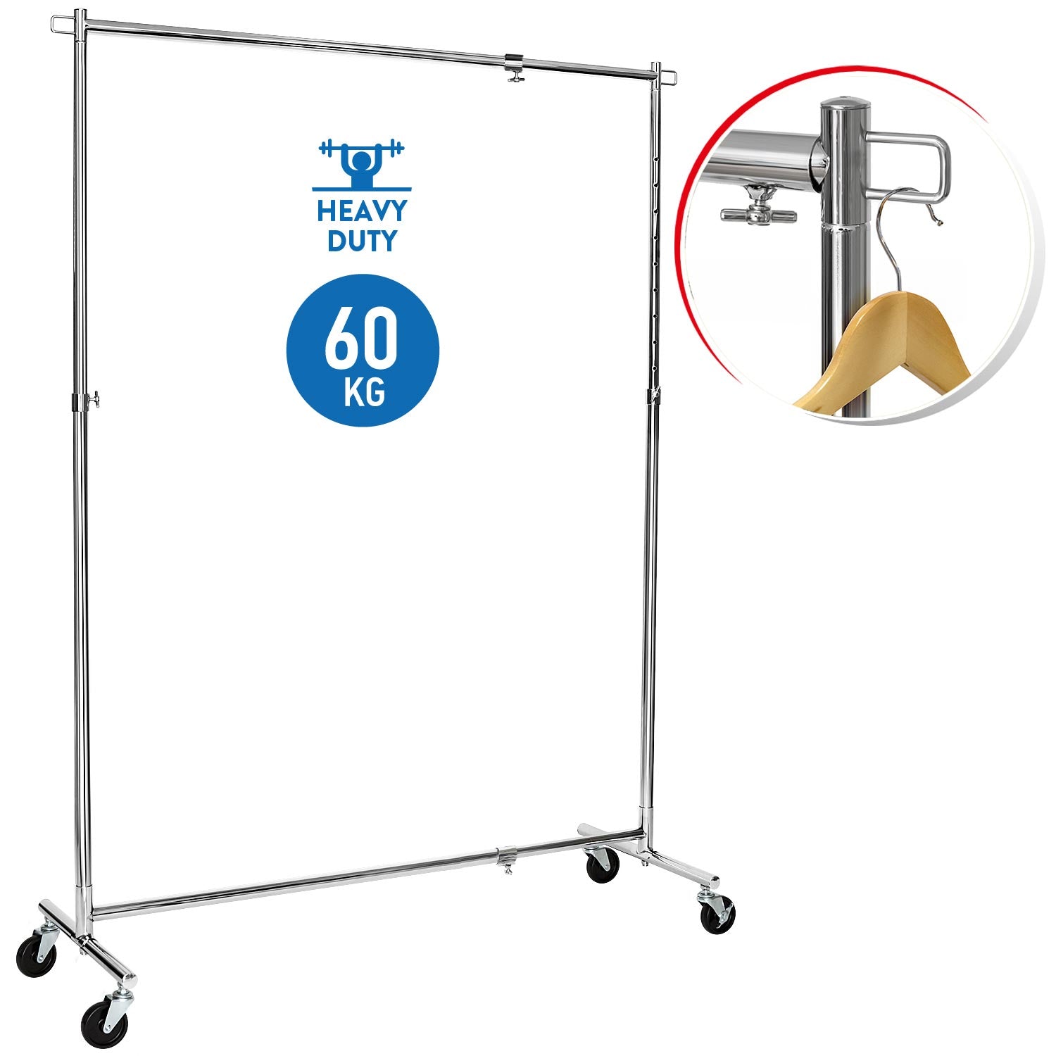 Kleiderständer, Schwerlast Kleiderständer, Kleiderständer auf Rädern,bis 100kg, ausziehbare Kleiderstange, Tatkraft Urban, 6