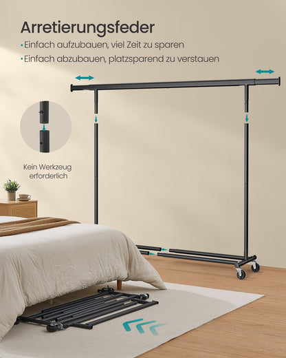 Schwerlast Kleiderständer, bis 150kg Profi kleiderständer, Kleiderständer auf Rollen, Schwarz, SONGMICS, 5