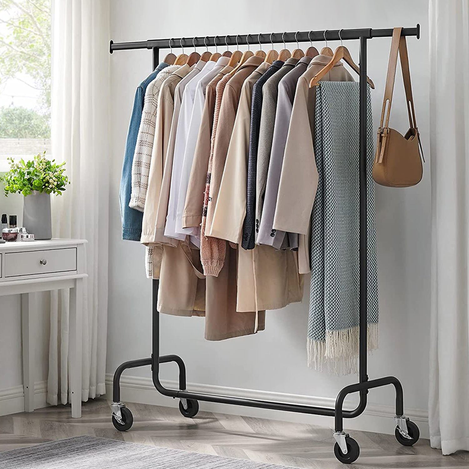 Kleiderständer, Schwerlast Kleiderständer, bis 130 kg, Kleiderständer auf Rollen,  Garderobenständer, Metall, SONGMICS, 3
