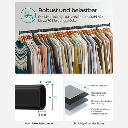 Kleiderständer, Schwerlast Kleiderständer, bis 130 kg, Kleiderständer auf Rollen,  Garderobenständer, Metall, SONGMICS, 5