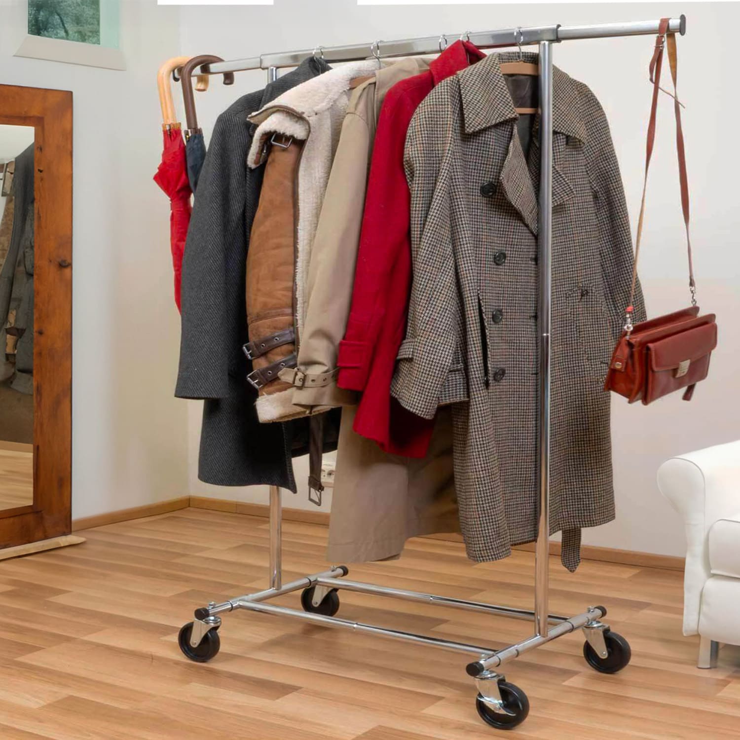 Kleiderständer, Garderobenständer, Kleiderständer-Stabil, Rollgarderobe, Schwerlast-Kleiderständer, Profi, Tatkraft Darren