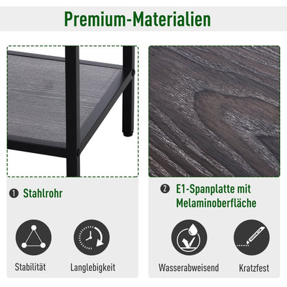 Konsolentisch, Ablagetisch, Eingangstisch, Konsolentisch schmal, Beistelltisch 2 Schubfächer, Unterregal, Stahl, HOMCOM, 4