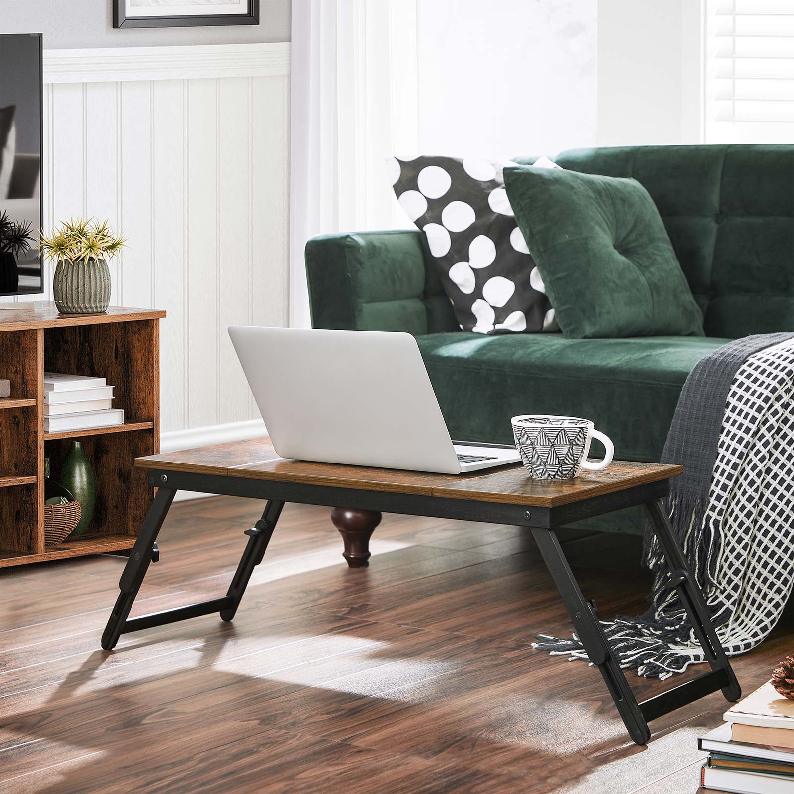 Laptoptisch, Betttisch, Laptopständer, klappbare Beine, höhenverstellbar, für Bett und Sofa, Vintagebraun, Vasagle, 3