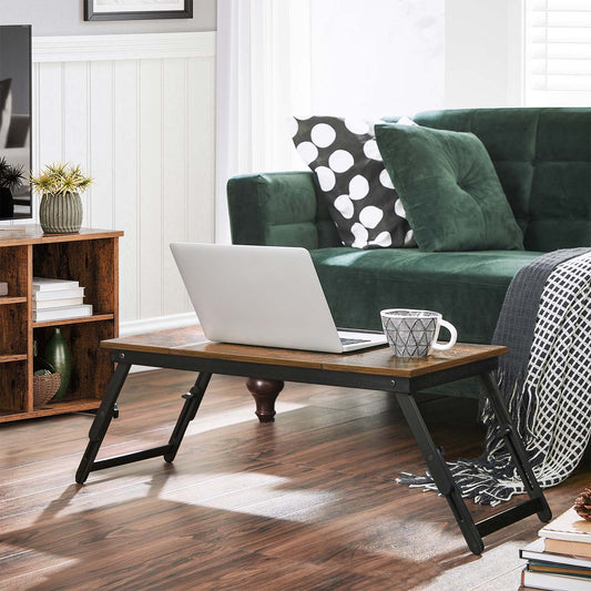 Laptoptisch, Betttisch, Laptopständer, klappbare Beine, höhenverstellbar, für Bett und Sofa, Vintagebraun, Vasagle, 3