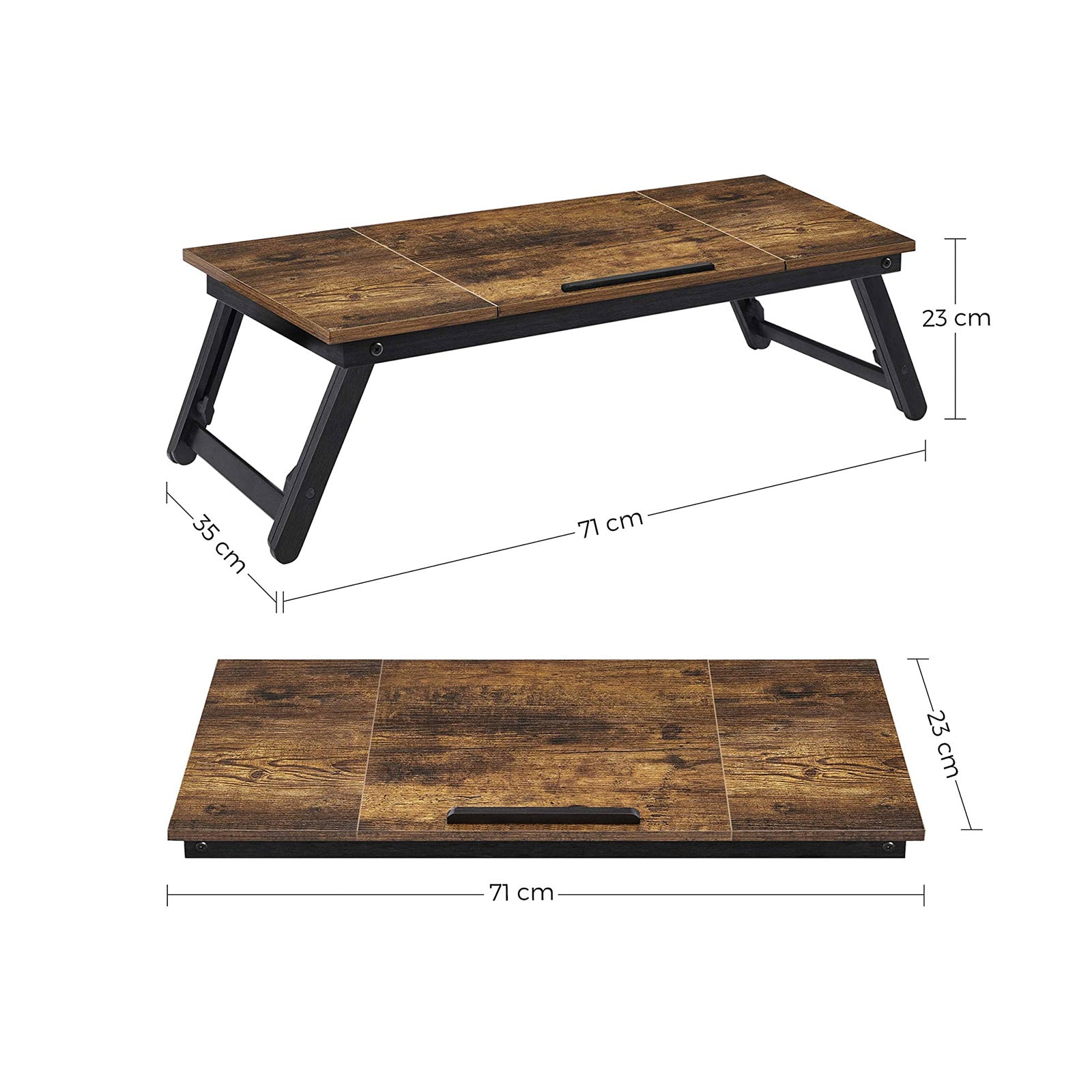 Laptoptisch, Betttisch, Laptopständer, klappbare Beine, höhenverstellbar, für Bett und Sofa, Vintagebraun, Vasagle, 7