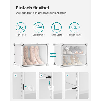 Schuhschrank, Schuhregal geschlossen, mit 6 Fächern, Schuhaufbewahrung, 83x 32x94 cm, Weiß, SONGMICS, 6