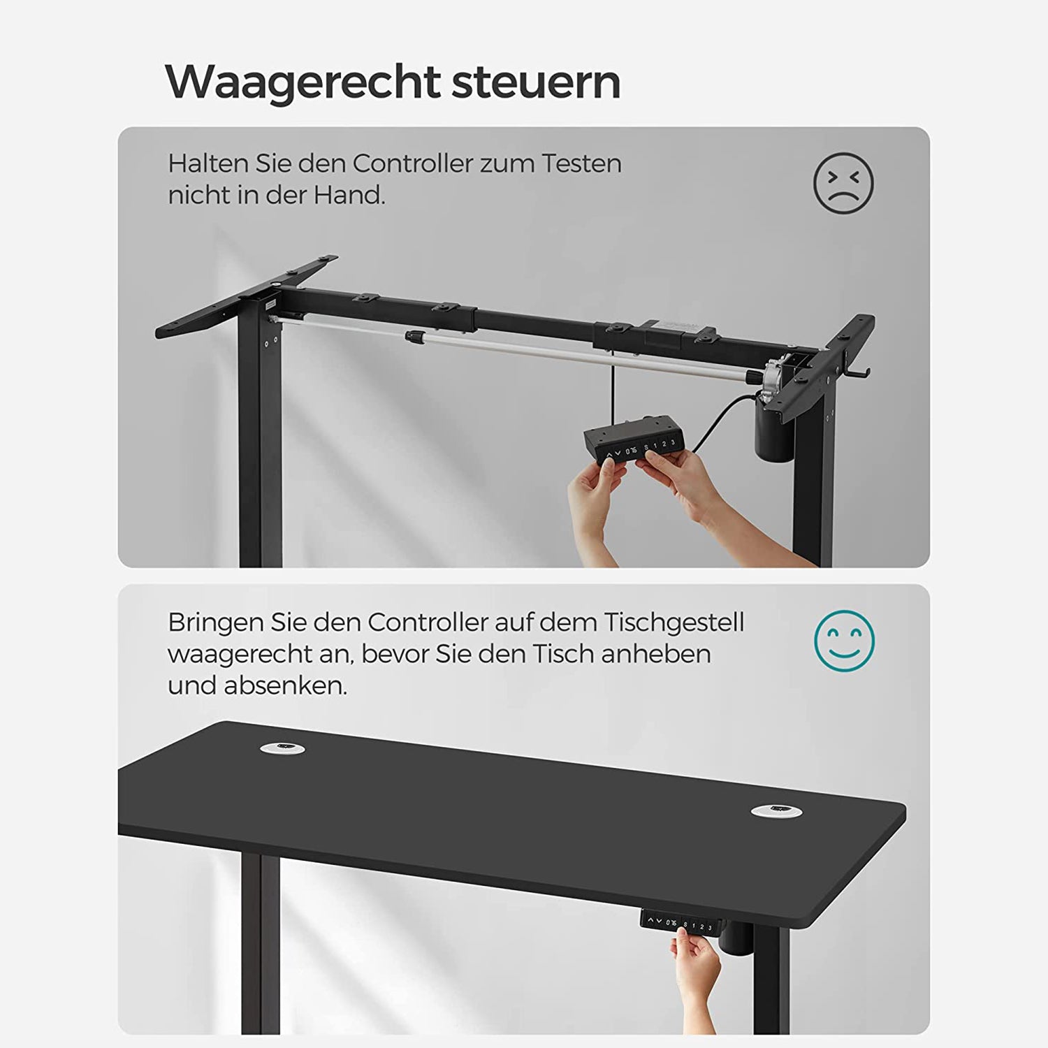 Höhenverstellbarer Schreibtisch Elektrisch, 60x120 cm, PC-Tisch, Standing desk, mit 3 Höhen, Schwarz, Songmics, 8