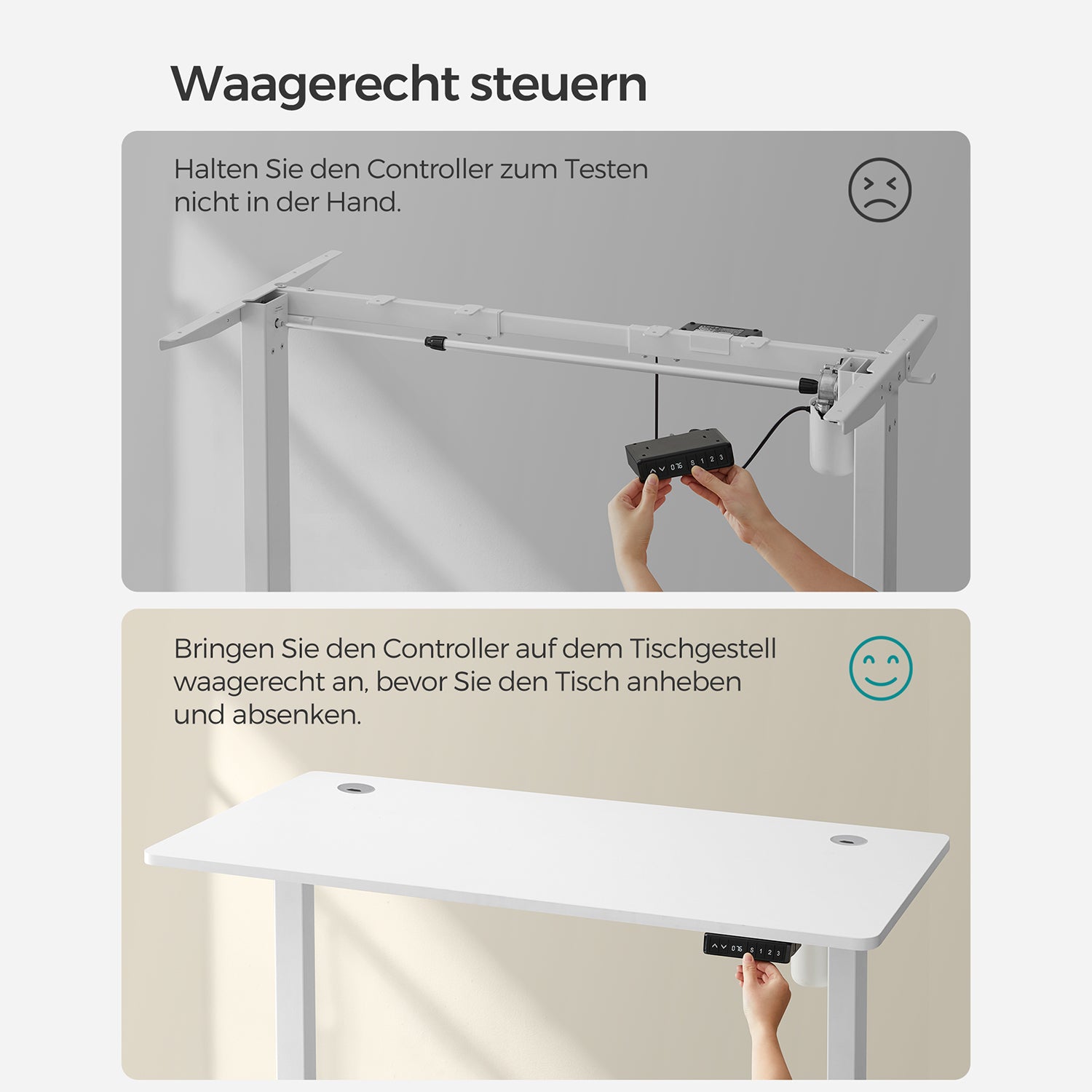 Höhenverstellbarer Schreibtisch Elektrisch, 60x120 cm, PC-Tisch, Standing desk, Memory-Funktion mit 3 Höhen, Weiß, Songmics, 7