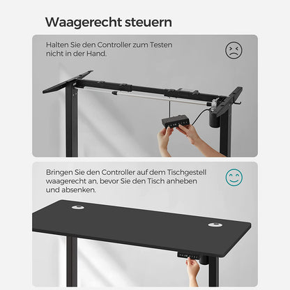 Höhenverstellbarer Schreibtisch Elektrisch, 70x140 cm, PC-Tisch, Computertisch, mit 3 Höhen, Schwarz, Songmics, 8