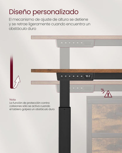 Höhenverstellbarer Schreibtisch elektrisch, Computertisch, 60x120 cm, Standing desk, mit 4 Höhen, Vintagebraun, Vasagle, 7