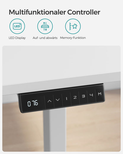 Höhenverstellbarer Schreibtisch Elektrisch, 60x120 cm, Standing desk, Computertisch, mit 4 Höhen, Weiß, Songmics, 4