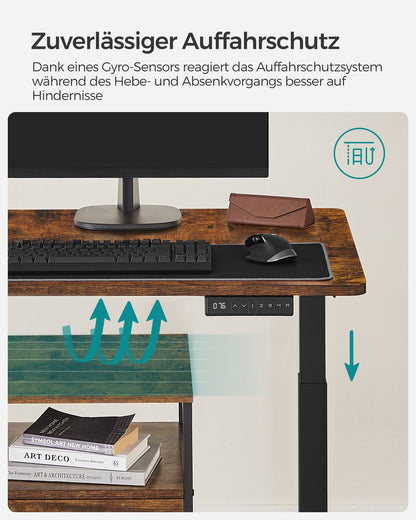 Höhenverstellbarer Schreibtisch Elektrisch, 60x120 cm, Standing desk, mit 4 Höhen, Vintagebraun, Songmics, 7