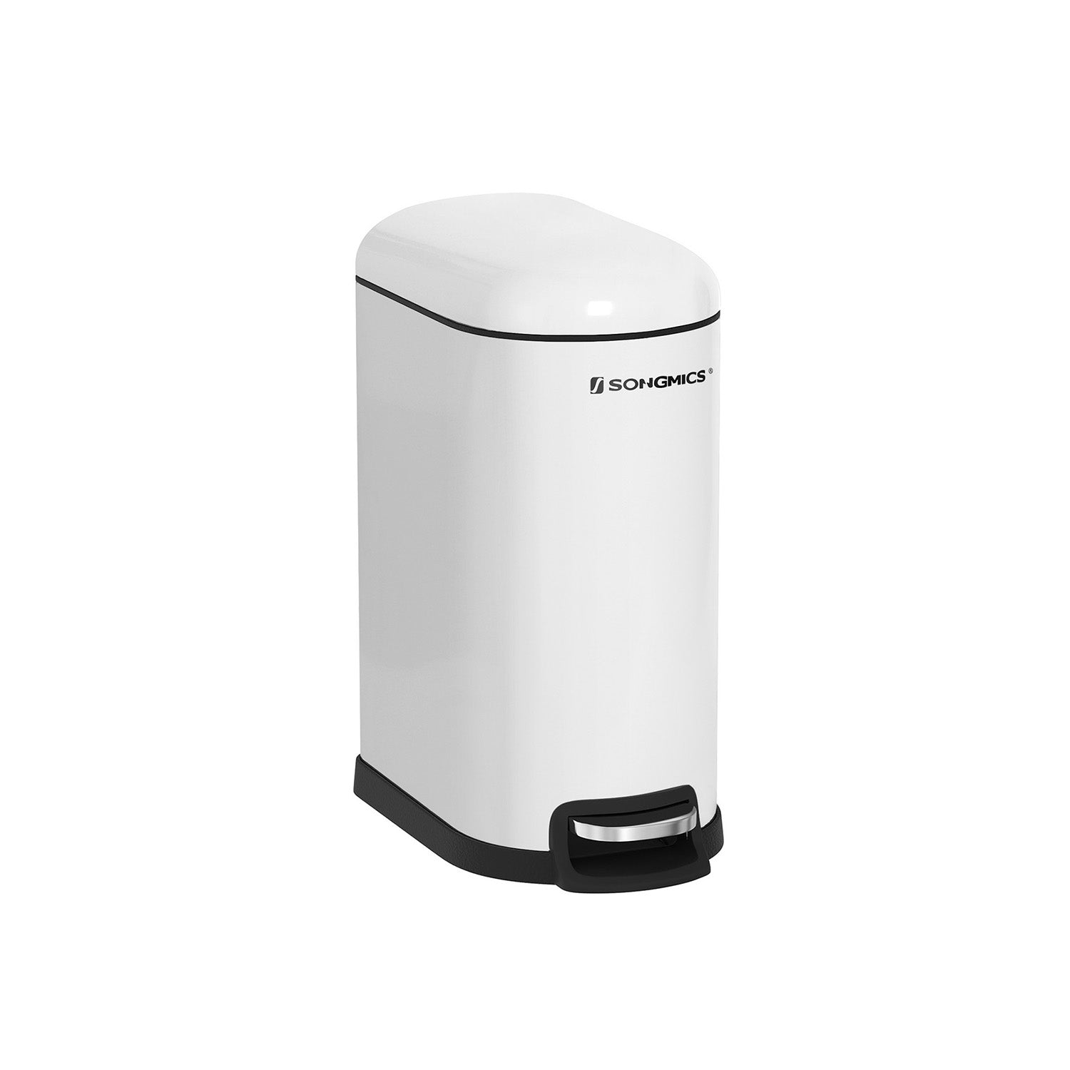Mülleimer, Abfalleimer, 10L, Mülleimer Bad, Deckel, Treteimer für Toilette, kompakt, kleiner Raum, Weiß, SONGMICS