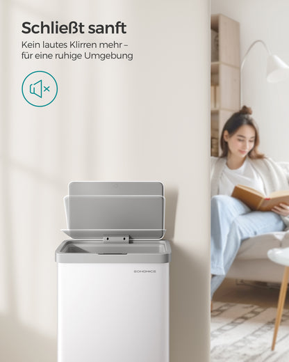 Mülleimer, 68L, Mülleimer Groß, Abfalleimer mit Deckel, mit automatischer Soft-Close, 15 Müllbeutel enthalten, Weiß, SONGMICS, 4