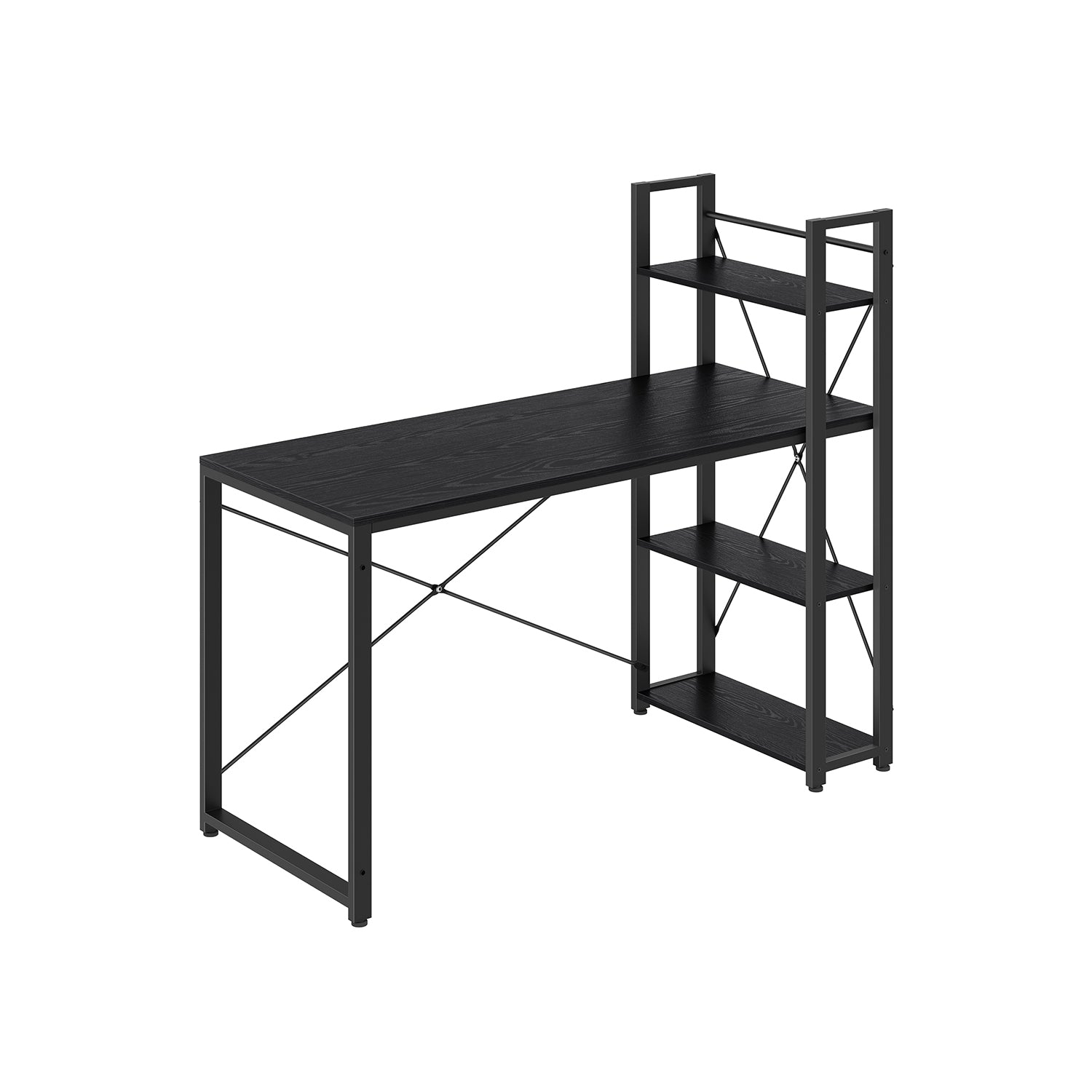 Schreibtisch, PC-Tisch, Computertisch, mit Regalböden rechts oder Links, 137,2 cm breiter Bürotisch, Schwarz, Vasagle, 1