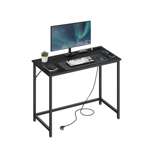 Schreibtisch, Gaming Schreibtisch, mit LED-Beleuchtung, PC-Tisch, Steckdosenleiste, Computertisch, Schwarz, Vasagle, 1