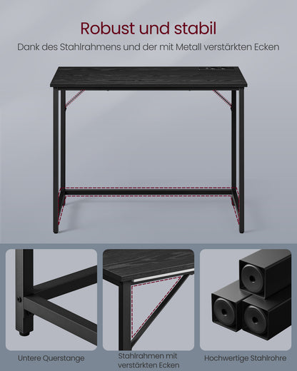 Schreibtisch, Gaming Schreibtisch, mit LED-Beleuchtung, PC-Tisch, Steckdosenleiste, Computertisch, Schwarz, Vasagle, 5
