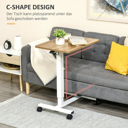 Laptoptisch, Laptoptisch Höhenverstellbar, 70-110 cm, Gaslifts, bis 70 kg, Laptoptisch Bett, Laptoptisch Sofa, mit Rollen, Stahl, Naturholz, HOMCOM, 3