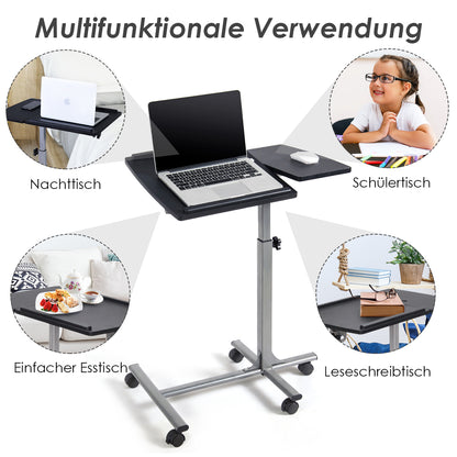 Laptoptisch, Laptoptisch Höhenverstellbar, Laptoptisch Bett, Anpassbarer Laptoptisch, Laptoptisch mit 5 Rollen, Costway, 4