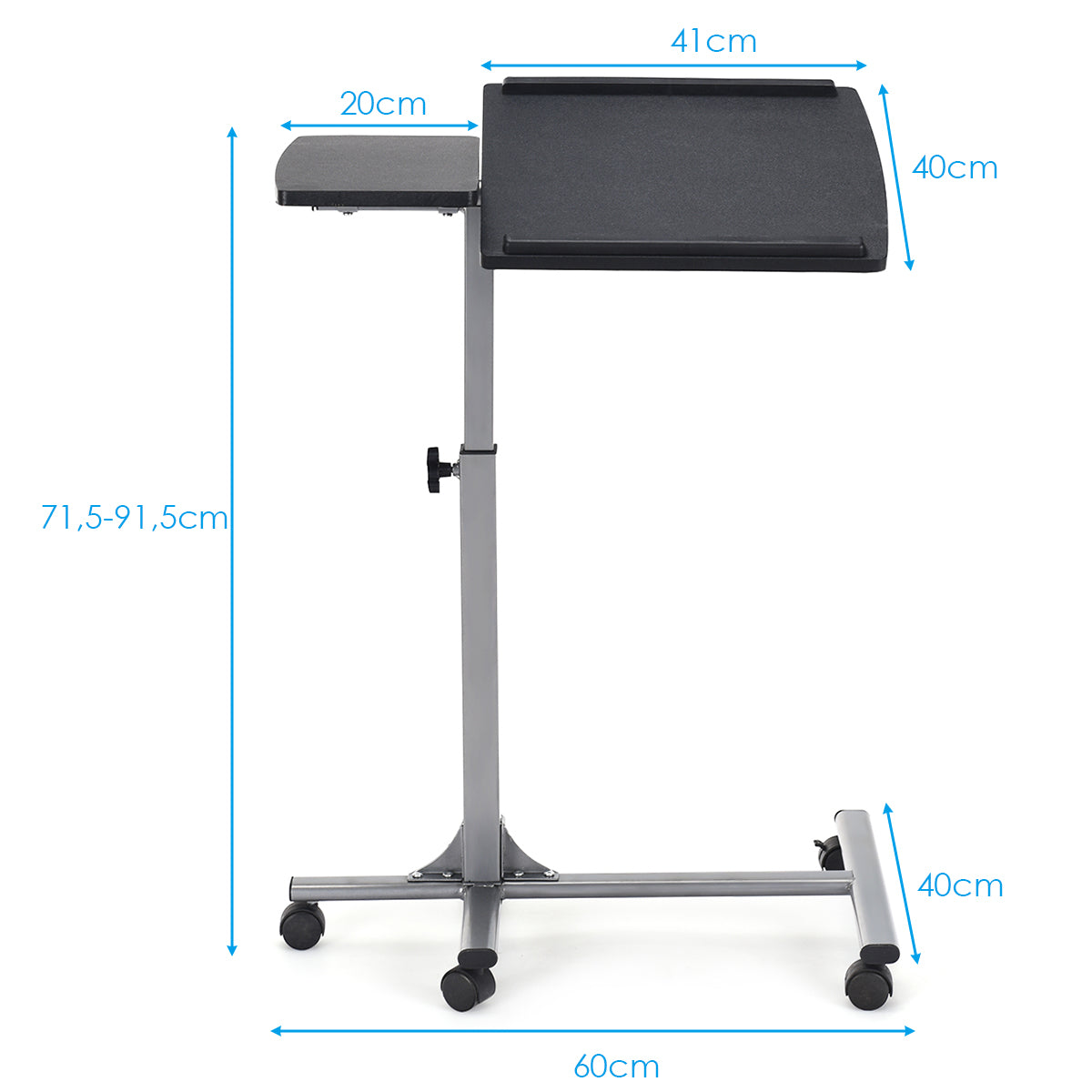 Laptoptisch, Laptoptisch Höhenverstellbar, Laptoptisch Bett, Anpassbarer Laptoptisch, Laptoptisch mit 5 Rollen, Costway, 6