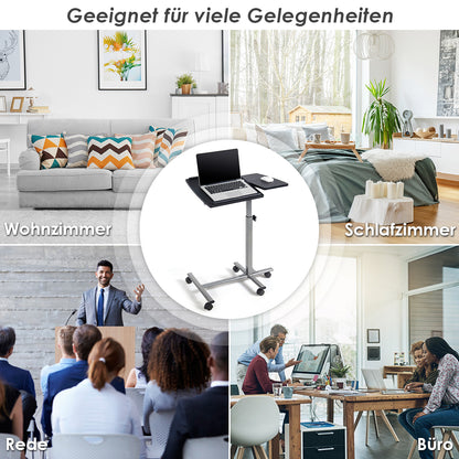 Laptoptisch, Laptoptisch Höhenverstellbar, Laptoptisch Bett, Anpassbarer Laptoptisch, Laptoptisch mit 5 Rollen, Costway, 7