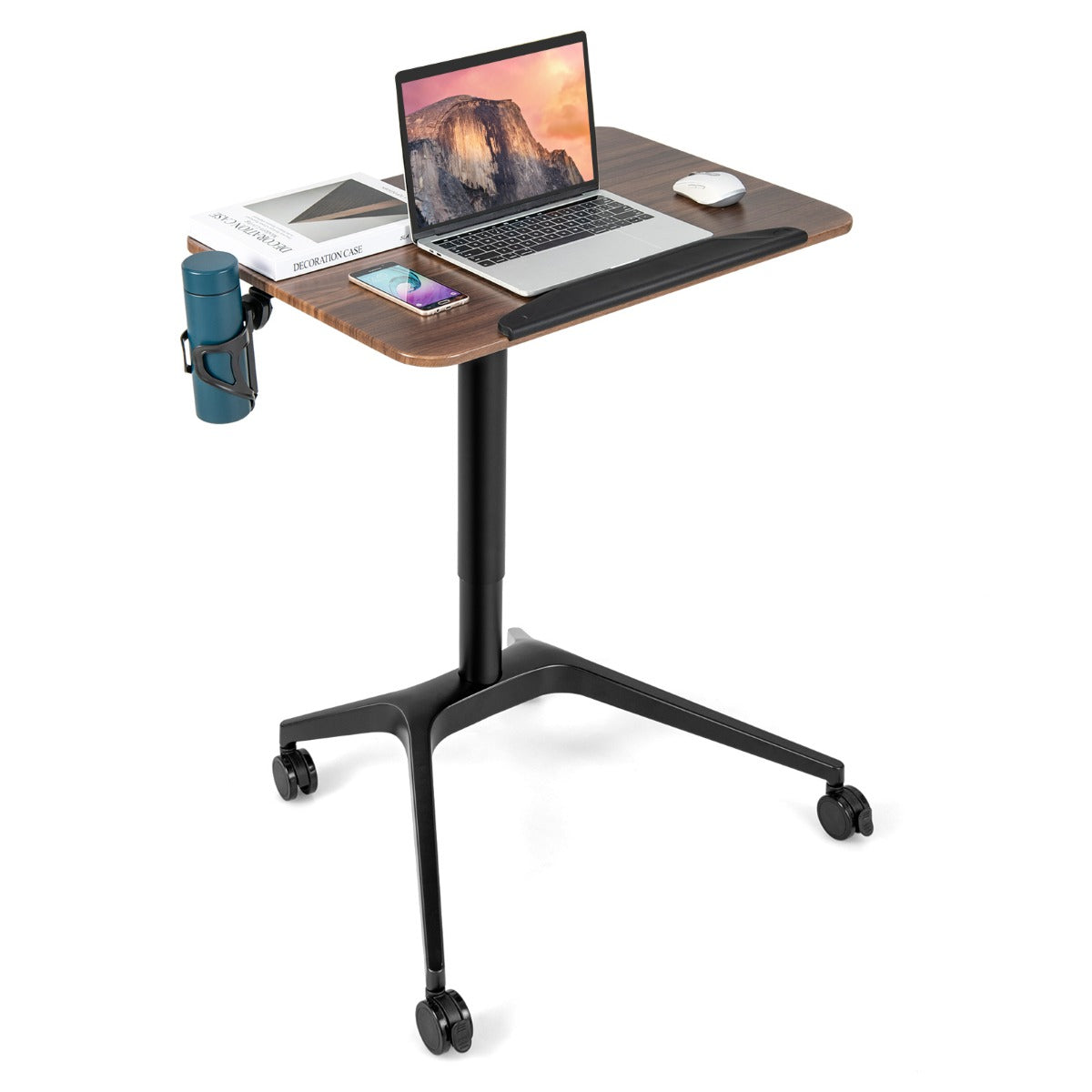 Laptoptisch, Laptoptisch Höhenverstellbar, Laptoptisch Bett, Sofa, für Sessel, mit Rollen, Sitz-Steh Schreibtisch, Costway