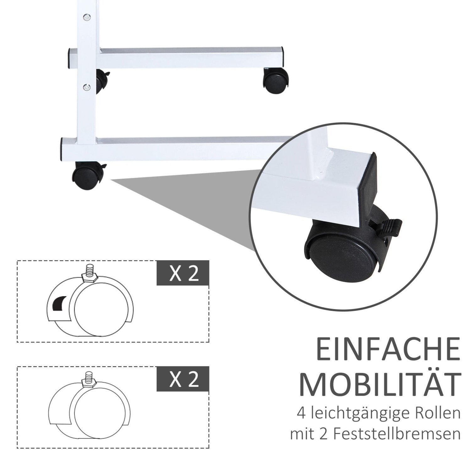 Laptoptisch, Laptoptisch Höhenverstellbar, Schreibtisch Schmal, HOMCOM, 7